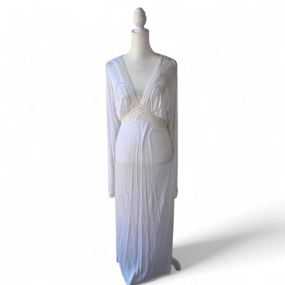 Vintage Y2K Vera Wang Babydoll Slip Gown Semi Sheer Modal White Women's Size XL - Picture 5 of 6